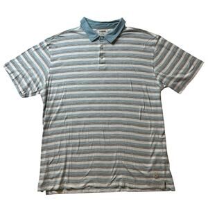 LINKSOUL Polo Shirt Mens 2XL Blue/Gray Horizontal Striped Golf Rugby